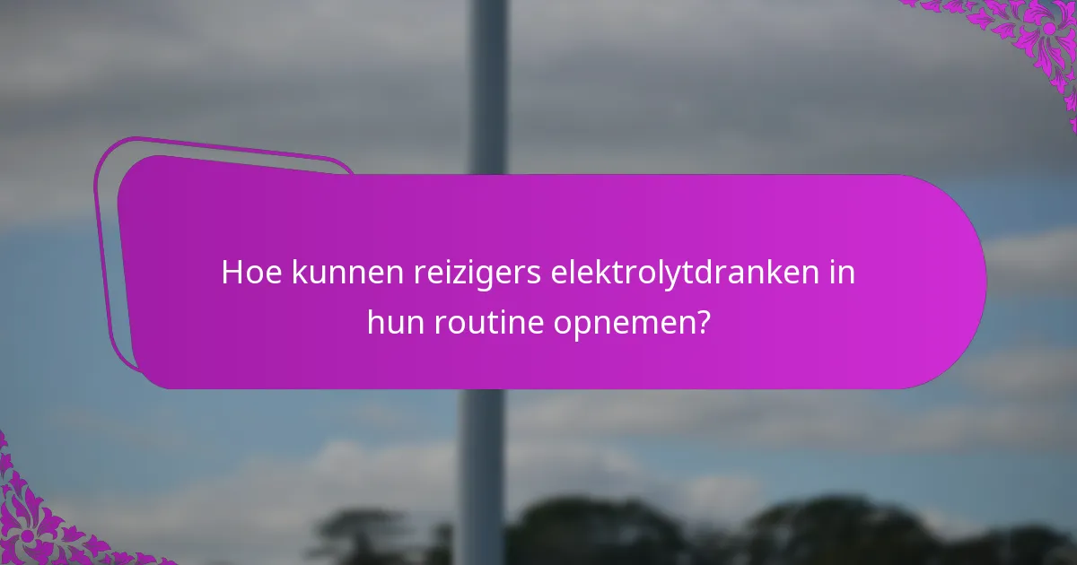 Hoe kunnen reizigers elektrolytdranken in hun routine opnemen?