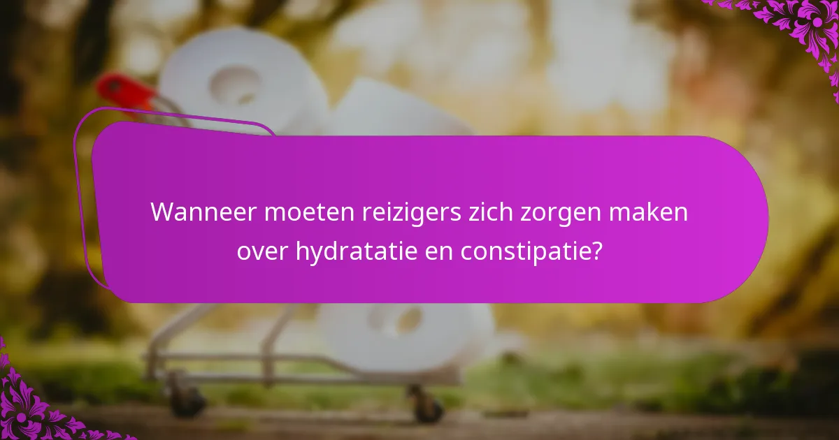 Wanneer moeten reizigers zich zorgen maken over hydratatie en constipatie?