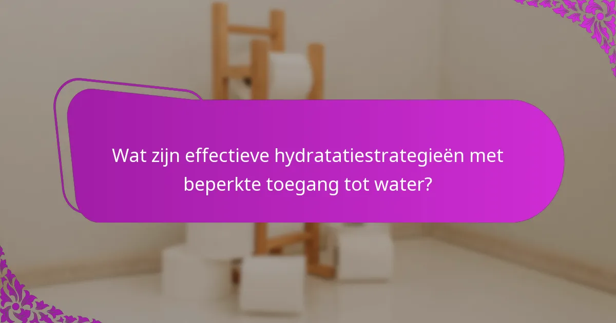 Wat zijn effectieve hydratatiestrategieën met beperkte toegang tot water?