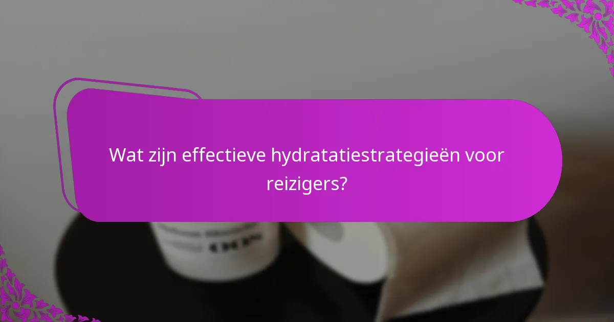 Wat zijn effectieve hydratatiestrategieën voor reizigers?