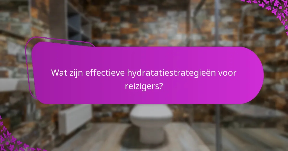 Wat zijn effectieve hydratatiestrategieën voor reizigers?
