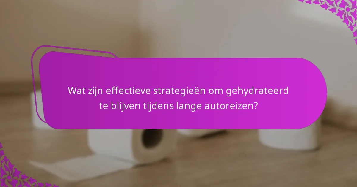 Wat zijn effectieve strategieën om gehydrateerd te blijven tijdens lange autoreizen?