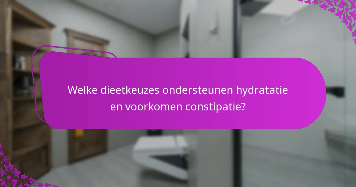 Welke dieetkeuzes ondersteunen hydratatie en voorkomen constipatie?