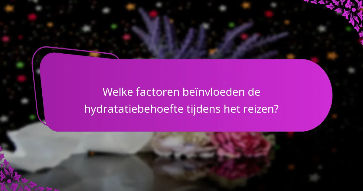 Welke factoren beïnvloeden de hydratatiebehoefte tijdens het reizen?