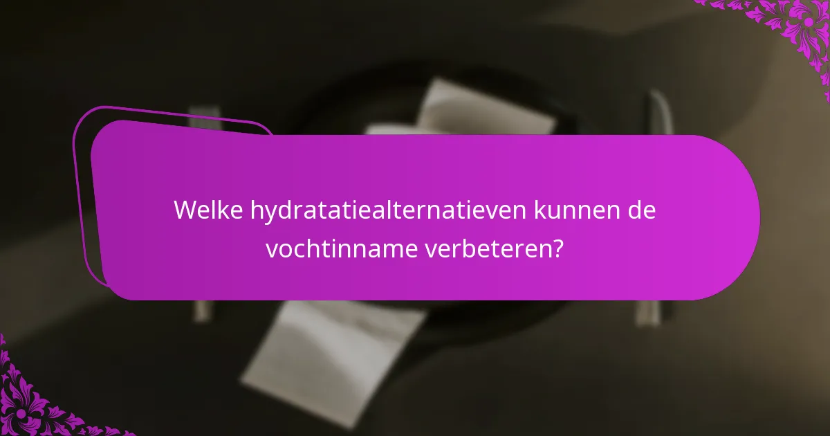 Welke hydratatiealternatieven kunnen de vochtinname verbeteren?